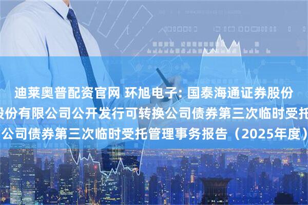 迪莱奥普配资官网 环旭电子: 国泰海通证券股份有限公司关于环旭电子股份有限公司公开发行可转换公司债券第三次临时受托管理事务报告（2025年度）