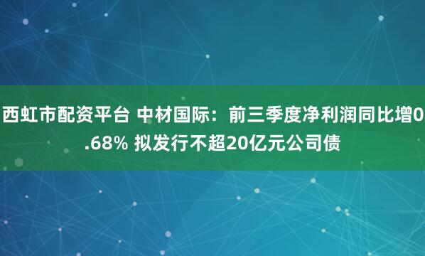 西虹市配资平台 中材国际：前三季度净利润同比增0.68% 拟发行不超20亿元公司债