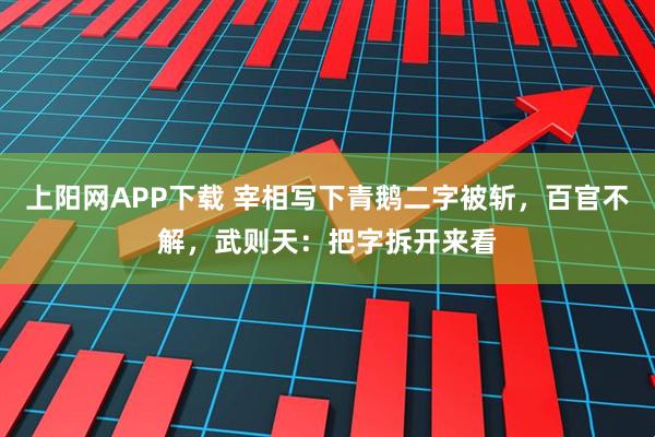 上阳网APP下载 宰相写下青鹅二字被斩，百官不解，武则天：把字拆开来看
